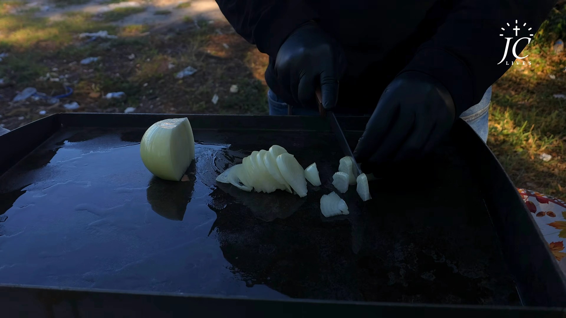 Preparing the griddle