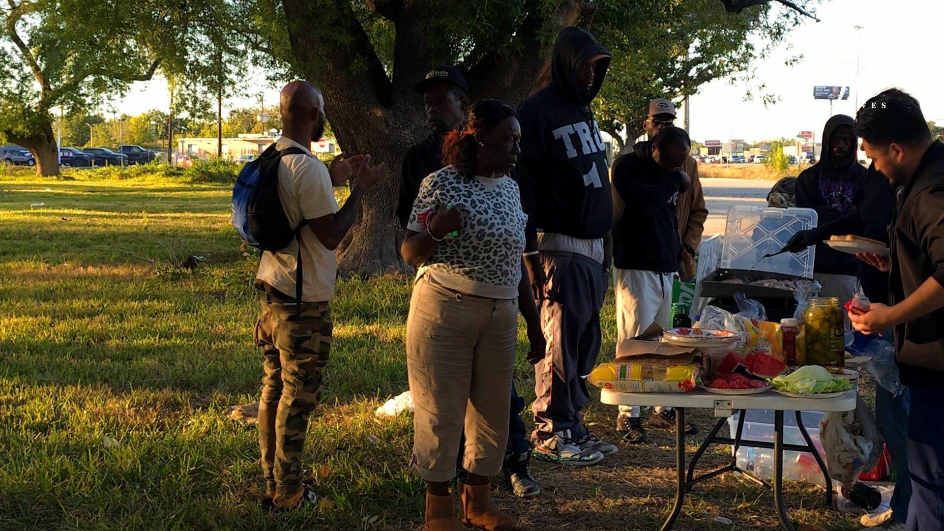 Serving food in the park