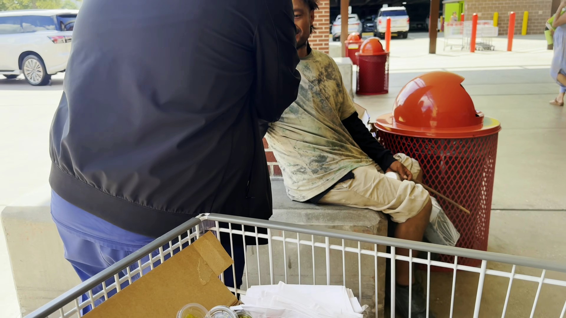 Sharing food outside the store